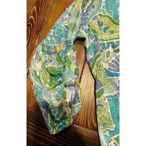 Alfred Dunner Ocean Print Button Down Blouse Sz 10P 3/4 Roll-up Sleeves - Picture 4 of 7